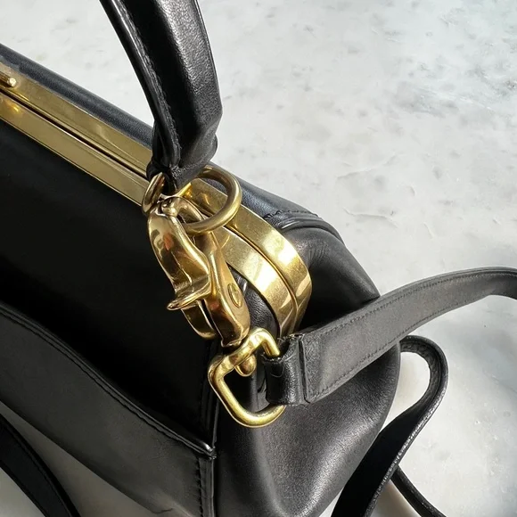 COACH 1941 Large Kisslock Frame black leather crossbody bag - Picture 14 of 16